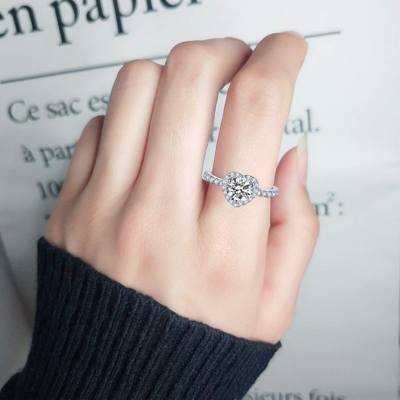 M&Ostyle Store 925Silver Moissanite Adjustable Engagement Ring, Promise Eternity Ring for Women,Wedding Rings,Jewelry Gift,Friendship Promise Fashion Jewelry Valentine Gifts for Women - Image 4